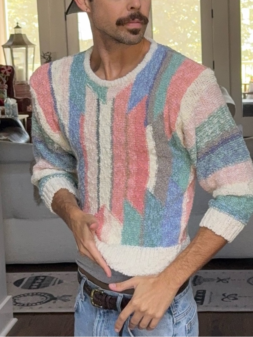 ✨ Vintage 1993 Pastel Metallic Knit Sweater
